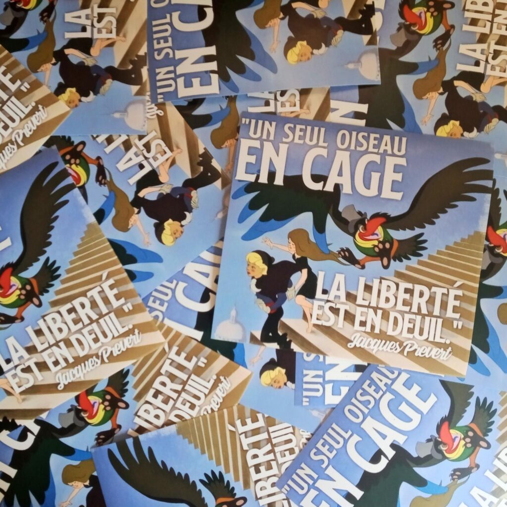 n°69 - Oiseau en cage - Lot de 10 stickers