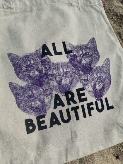 Tote bag "All Cats are beautiful" BLEU