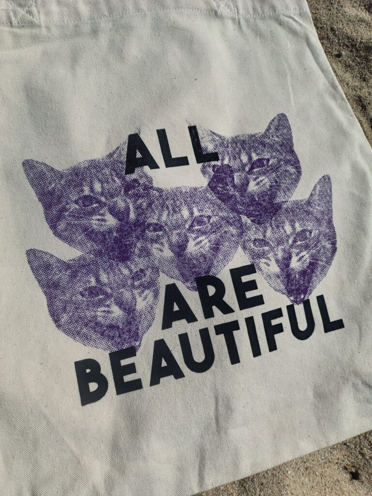 Tote bag "All Cats are beautiful" BLEU